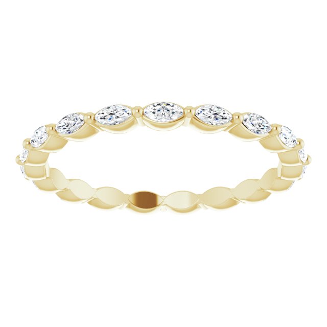 14K Gold Marquise Natural Diamond Eternity Band – 3.5x2 mm Stones - Yellow Gold - view 3