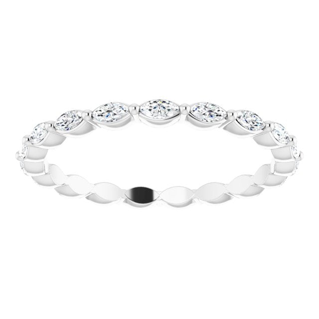 Platinum Marquise Natural Diamond Eternity Band – 3.5x2 mm Stones - view 3