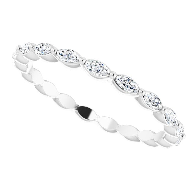 Platinum Marquise Natural Diamond Eternity Band – 3.5x2 mm Stones - view 5