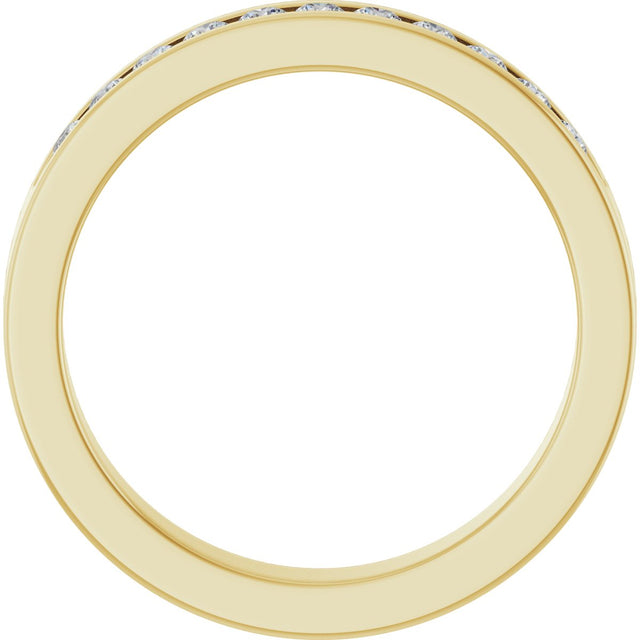14K Gold Round Natural Diamond Anniversary Band – 2 mm Stones - Yellow Gold - view 2