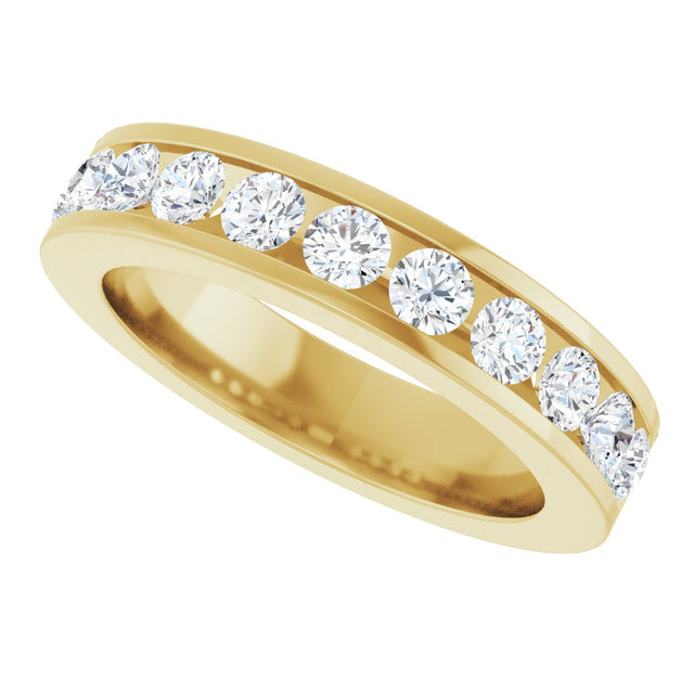 14K Gold Round Natural Diamond Channel-Set Eleven-Stone Anniversary Band – 1 CTW - Yellow Gold - view 5