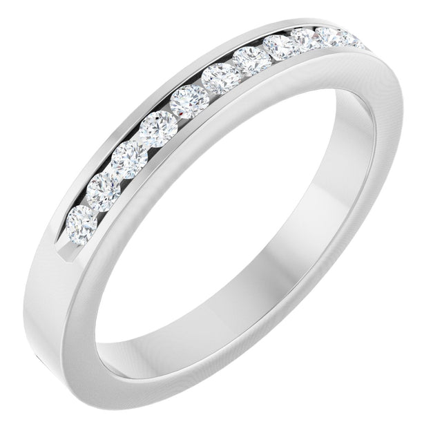 14K Gold Round Natural Diamond Channel-Set Eleven-Stone Anniversary Band – 1/4 CTW - White Gold