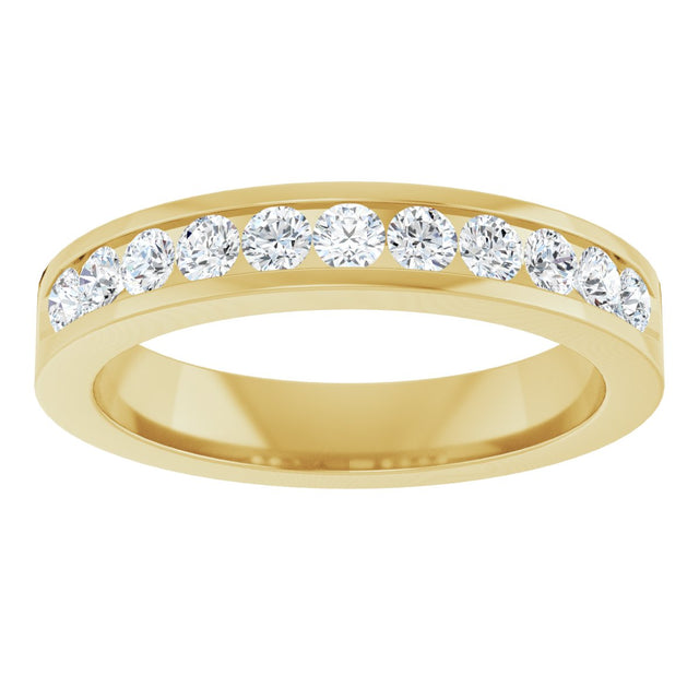 14K Gold Round Natural Diamond Channel-Set Eleven-Stone Anniversary Band – 2.25 mm Stones - Yellow Gold - view 3
