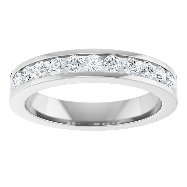 Platinum Round Natural Diamond Channel-Set Eleven-Stone Anniversary Band – 1/2 CTW - view 3