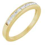 14K Gold Square Natural Diamond Channel-Set Tapered Anniversary Band – 1.5x1.5 mm Stones - Yellow Gold