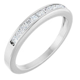 14K Gold Square Natural Diamond Channel-Set Tapered Anniversary Band – 1.5x1.5 mm Stones - White Gold