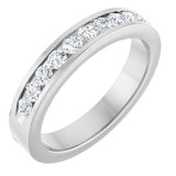 14K Gold Round Natural Diamond Channel-Set Eleven-Stone Anniversary Band – 2.25 mm Stones - White Gold
