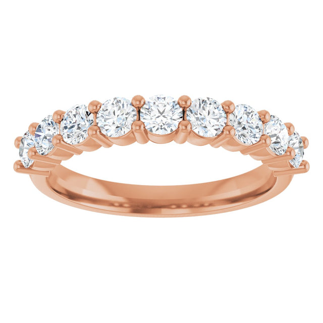 14K Gold Round Natural Diamond Anniversary Band – 3/4–1 1/3 CTW - Rose Gold - view 3