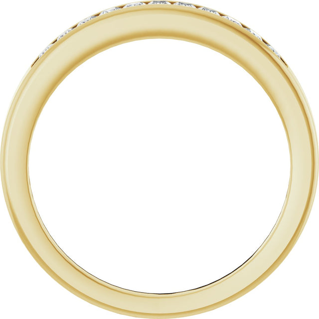 14K Gold Square Natural Diamond Channel-Set Tapered Anniversary Band – 1.5x1.5 mm Stones - Yellow Gold - view 2