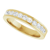 14K Gold Round Natural Diamond Channel-Set Eleven-Stone Anniversary Band – 2.25 mm Stones - Yellow Gold