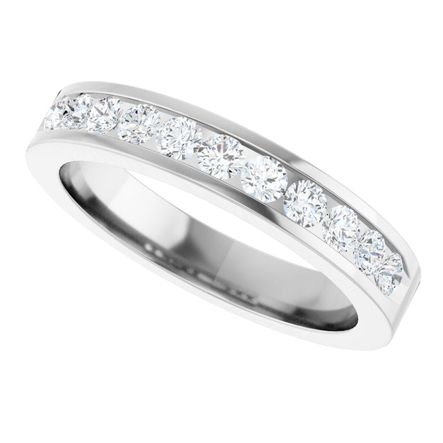 Platinum Round Natural Diamond Channel-Set Eleven-Stone Anniversary Band – 1/2 CTW - view 5