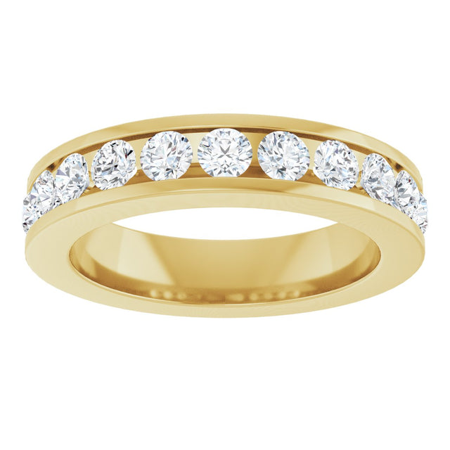 14K Gold Round Natural Diamond Channel-Set Eleven-Stone Anniversary Band – 1 CTW - Yellow Gold - view 3