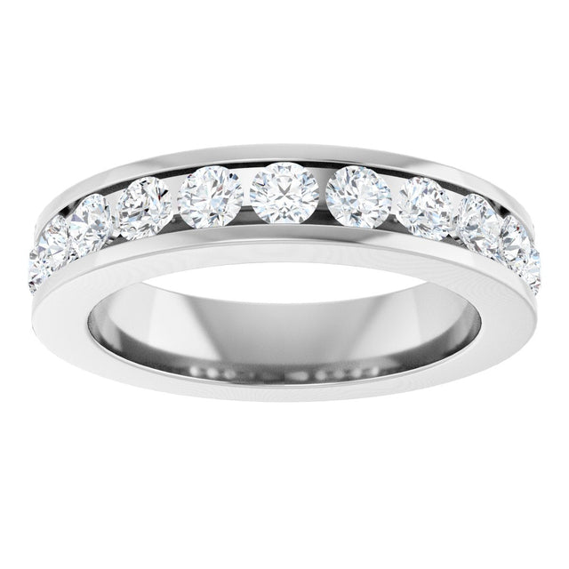 Platinum Round Natural Diamond Channel-Set Eleven-Stone Anniversary Band – 1 CTW - view 3