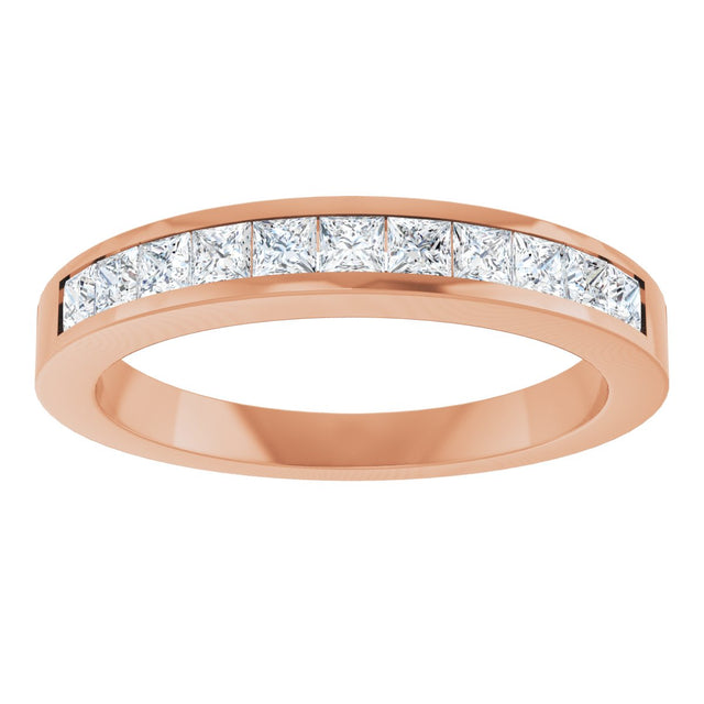 14K Gold Square Lab-Grown Diamond Channel-Set Anniversary Band – 1/2 CTW - Rose Gold - view 3