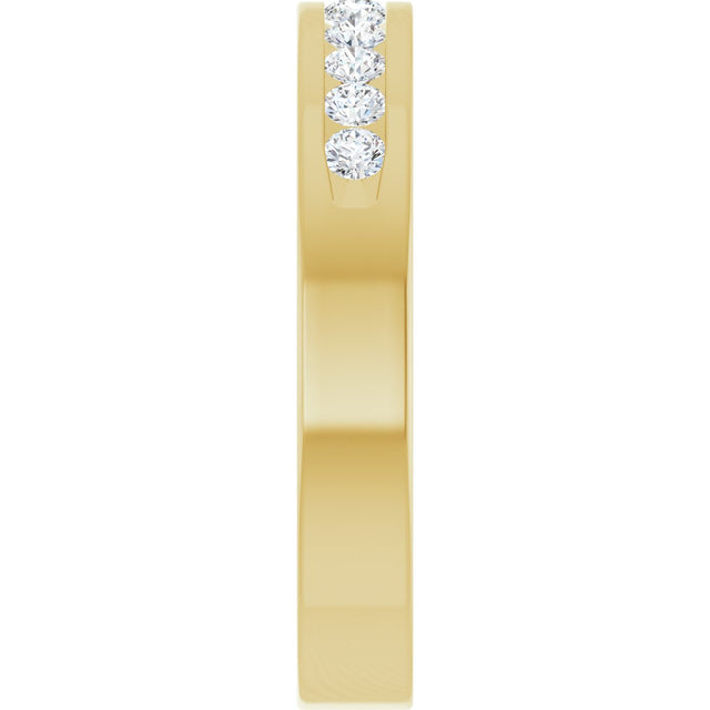 14K Gold Round Natural Diamond Anniversary Band – 2 mm Stones - Yellow Gold - view 4