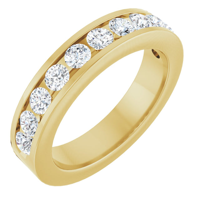 14K Gold Round Lab-Grown Diamond Channel-Set Eleven-Stone Anniversary Band – 3 mm Stones - Yellow Gold