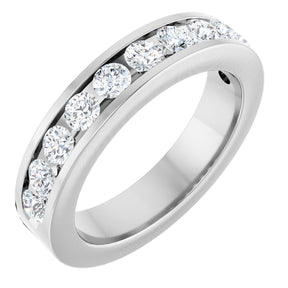 Platinum Round Lab-Grown Diamond Channel-Set Eleven-Stone Anniversary Band – 3 mm Stones
