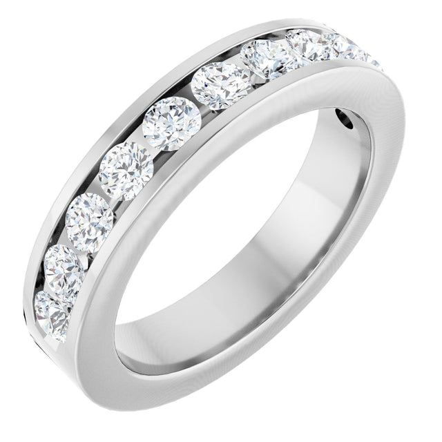 Platinum Round Lab-Grown Diamond Channel-Set Eleven-Stone Anniversary Band – 3 mm Stones