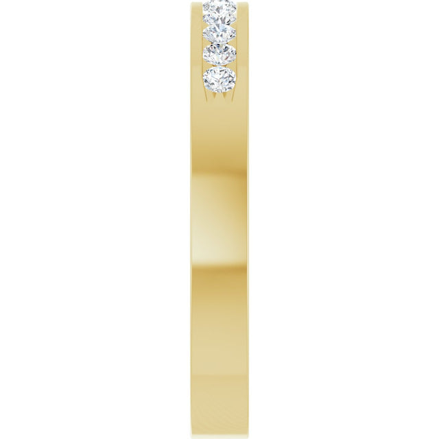 14K Gold Round Natural Diamond Channel-Set Eleven-Stone Anniversary Band – 1/4 CTW - Yellow Gold - view 4