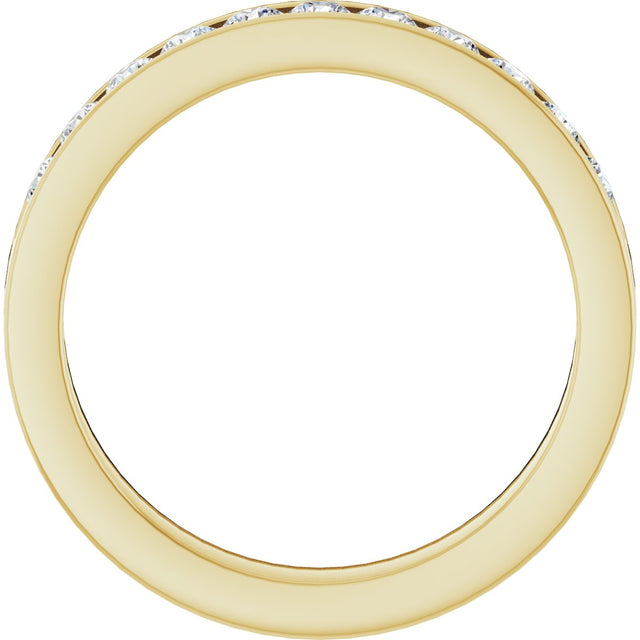 14K Gold Round Natural Diamond Channel-Set Eleven-Stone Anniversary Band – 2.25 mm Stones - Yellow Gold - view 2