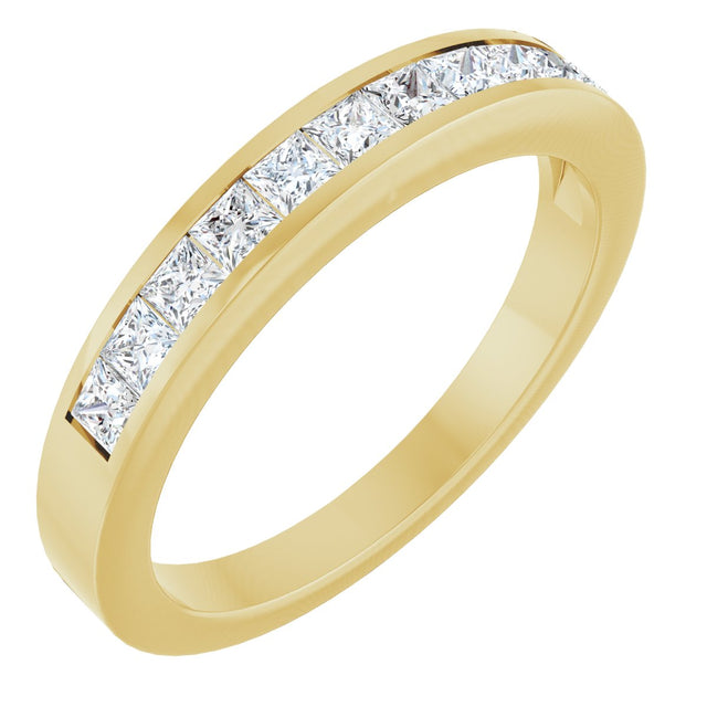 14K Gold Square Natural Diamond Channel-Set Anniversary Band – 2x2 mm Stones (1/2 CTW) - Yellow Gold