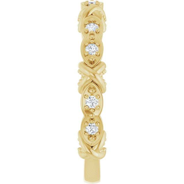 14K Gold Round Natural Diamond Anniversary Band – 1/8 CTW - Yellow Gold - view 4