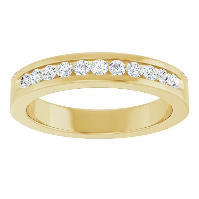 14K Gold Round Natural Diamond Anniversary Band – 2 mm Stones - Yellow Gold - view 3