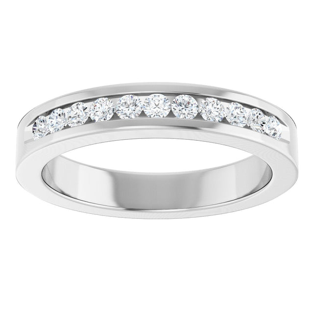 14K Gold Round Natural Diamond Anniversary Band – 2 mm Stones - White Gold - view 3