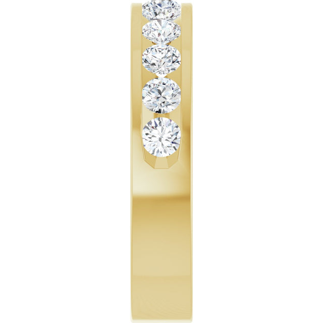 14K Gold Round Natural Diamond Channel-Set Eleven-Stone Anniversary Band – 1 CTW - Yellow Gold - view 4