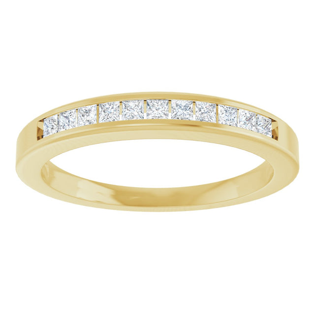 14K Gold Square Natural Diamond Channel-Set Tapered Anniversary Band – 1.5x1.5 mm Stones - Yellow Gold - view 3