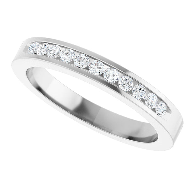 Platinum Round Natural Diamond Channel-Set Eleven-Stone Anniversary Band – 1/4 CTW - view 5