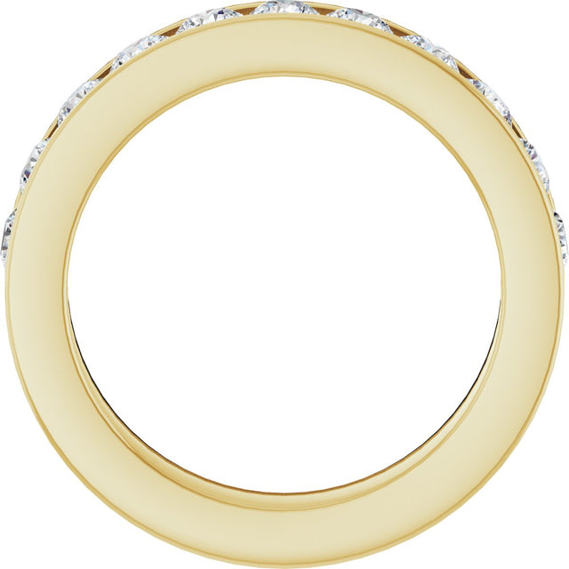 14K Gold Round Natural Diamond Channel-Set Eleven-Stone Anniversary Band – 1 CTW - Yellow Gold - view 2