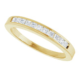 14K Gold Square Natural Diamond Channel-Set Tapered Anniversary Band – 1.5x1.5 mm Stones - Yellow Gold - view 5