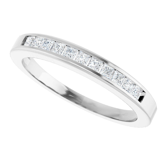 14K Gold Square Natural Diamond Channel-Set Tapered Anniversary Band – 1.5x1.5 mm Stones - White Gold - view 5