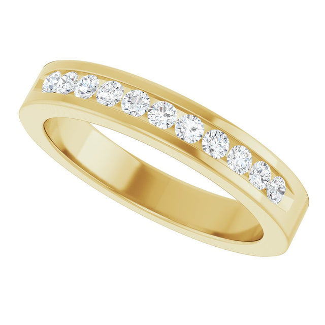 14K Gold Round Natural Diamond Anniversary Band – 2 mm Stones - Yellow Gold - view 5