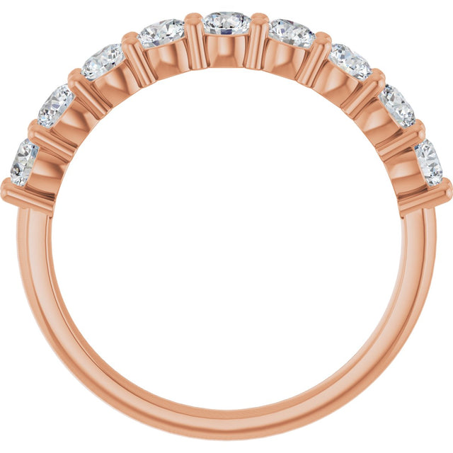 14K Gold Round Lab-Grown Diamond Anniversary Band – 3/4–1 1/4 CTW - Rose Gold - view 2