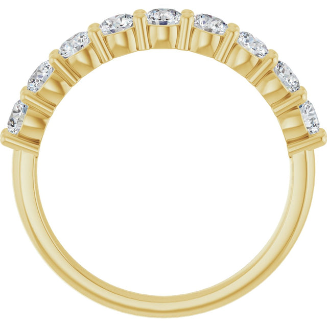 14K Gold Round Lab-Grown Diamond Anniversary Band – 3/4–1 1/4 CTW - Yellow Gold - view 2