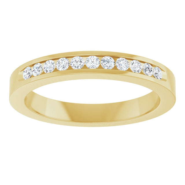 14K Gold Round Natural Diamond Channel-Set Eleven-Stone Anniversary Band – 1/4 CTW - Yellow Gold - view 3