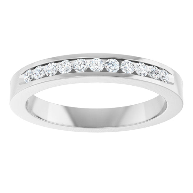 Platinum Round Natural Diamond Channel-Set Eleven-Stone Anniversary Band – 1/4 CTW - view 3