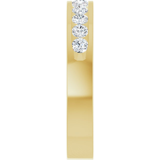 14K Gold Round Natural Diamond Channel-Set Eleven-Stone Anniversary Band – 2.25 mm Stones - Yellow Gold - view 4