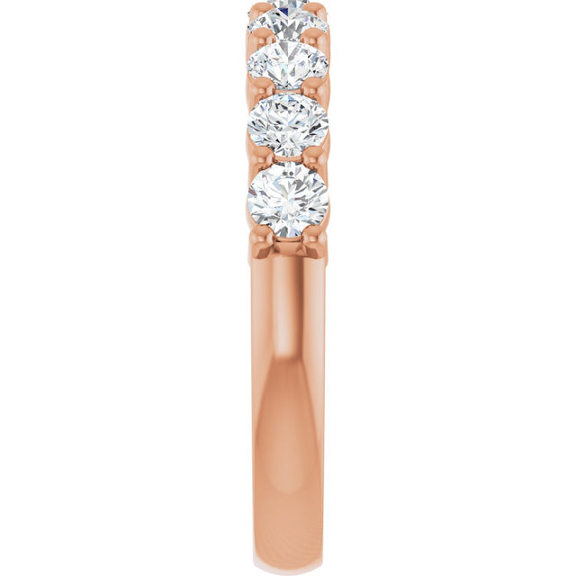 14K Gold Round Natural Diamond Anniversary Band – 3/4–1 1/3 CTW - Rose Gold - view 4