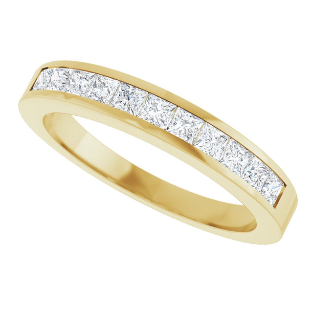 14K Gold Square Lab-Grown Diamond Channel-Set Anniversary Band – 1/2 CTW - Yellow Gold - view 5