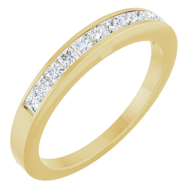 14K Gold Square Natural Diamond Channel-Set Anniversary Band – 1/3–3/8 CTW - Yellow Gold