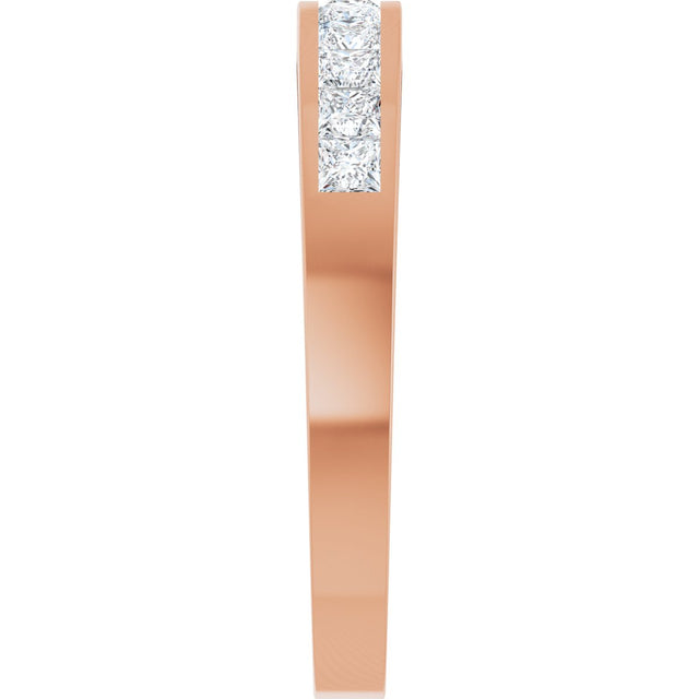14K Gold Square Lab-Grown Diamond Channel-Set Anniversary Band – 1/2 CTW - Rose Gold - view 4