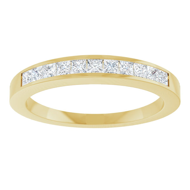 14K Gold Square Natural Diamond Channel-Set Anniversary Band – 1/3–3/8 CTW - Yellow Gold - view 3