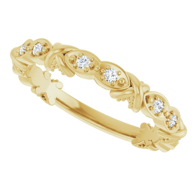 14K Gold Round Natural Diamond Anniversary Band – 1/8 CTW - Yellow Gold - view 5
