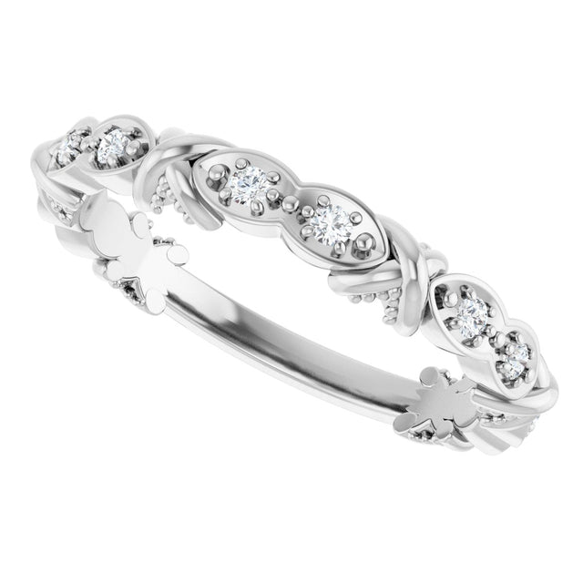 Platinum Round Natural Diamond Anniversary Band – 1/8 CTW - view 5