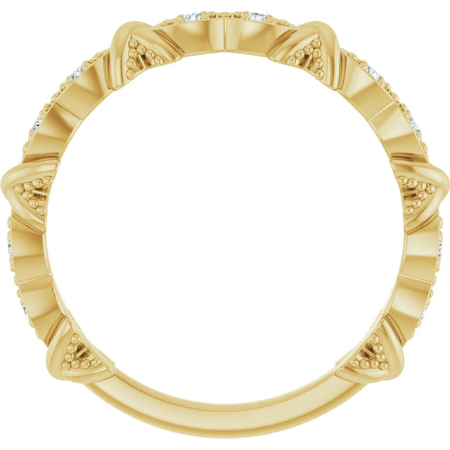 14K Gold Round Natural Diamond Anniversary Band – 1/8 CTW - Yellow Gold - view 2