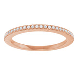 14K Gold Round Lab-Grown Diamond French-Set Anniversary Band – 1/10 CTW - Rose Gold - view 3