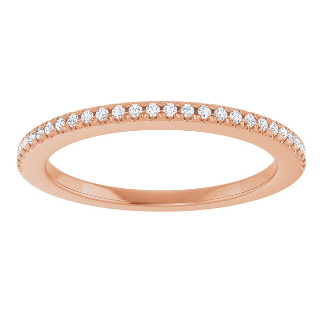 14K Gold Round Lab-Grown Diamond French-Set Anniversary Band – 1/10 CTW - Rose Gold - view 3